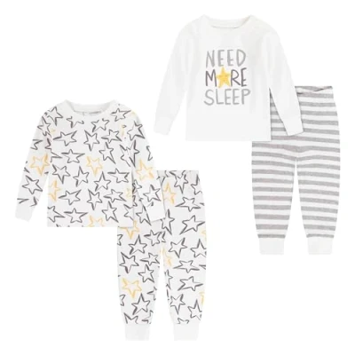 Image de Huggies Little Hugs Garçon Snug Sleep Set (4 Pieces) Ensemble De Pijama, Blanc Casse/Gris, 2 Ans EU