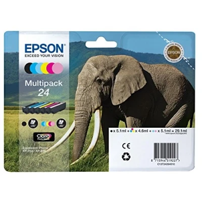 Image de Epson Multipack Lot de 24 Cartouches d&#039;encre 6 Couleurs pour imprimante Jet (Noir, Cyan, Magenta, Jaune, Cyan Clair, Magenta XP 750/XP 850, 141,8 mm, 45 192 165 g)