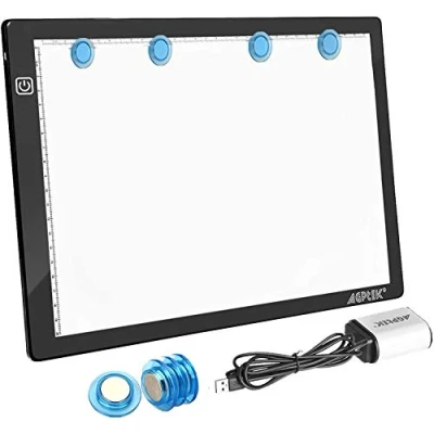 Image de IMAGE Tablette Lumineuse Magnétique LED A4 à Luminosité Réglable Dessin Mince 5MM avec USB et Fonction de Mémoire pour Enfant/Adulte Diamant Painting/Croquis/Esquisse/Calligraphi