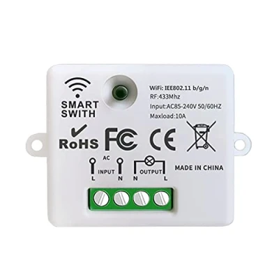 Image de DieseRC Mini commutateur WiFi sans fil récepteur de télécommande relais RF 2500W 10A contrôle intelligent par téléphone via l&#039;application Tuya compatible avec Alexa/Google Home