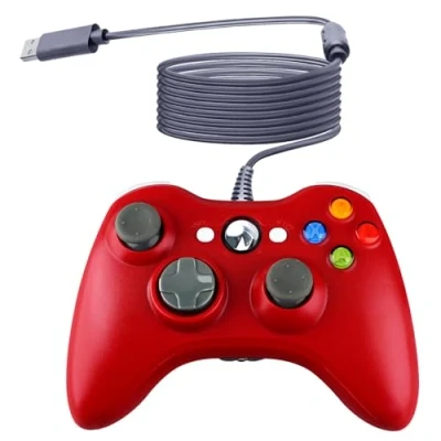 Image de OSTENT Manette de Jeu USB Filaire pour Console Microsoft Xbox 360 Windows PC Ordinateur Portable vidéo Couleur Rouge