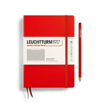 Image de LEUCHTTURM1917 312564 Carnet de notes Medium (A5), Couverture rigide, 251 pages numérotées, Rouge, Quadrillé