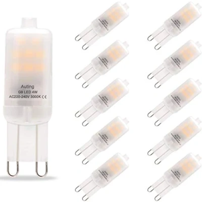 Image de Auting G9 LED Ampoules 2W,Equivalent 20W Halogen Ampoules, Ampoule 3000k Blanc Chaud,200 Lumens,Sans Scintillement,Non Dimmable, AC220 240V, Angle de 360, 10 Pack