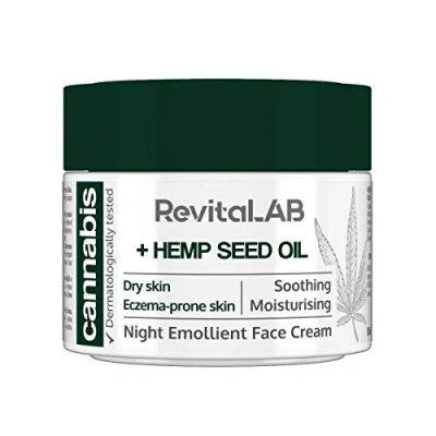 Image de RevitaLAB Cannabis Extract Night Emollient Face Cream with Organic Hemp Seed Oil for Deep Nourishment Dermatologically Tested Moisturiser Sensitive Skin, 50 ml