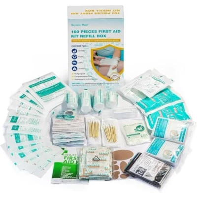 Image de General Medi Pack de suppléments pour Trousse Premiers Soins Composée 160 Articles la Maison, Le Véhicule, Les Voyages, Bureau, Lieu Travail, Survie et l&#039;Extérieur