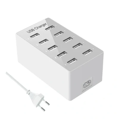 Image de Chargeur USB Multiple, Station de Charge USB, Mural pour iPhone 12/13/14/Samsung Galaxy S22/S23 Ultra/Z Flod/Z Flip/Google/Xiaomi/Huawei/iPad/iPod (Blanc)