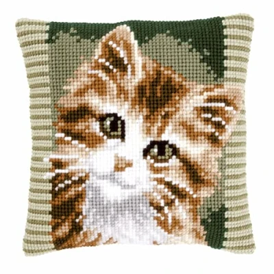 Image de Vervaco Kit coussin au point de croix Chat brun,Multicolore