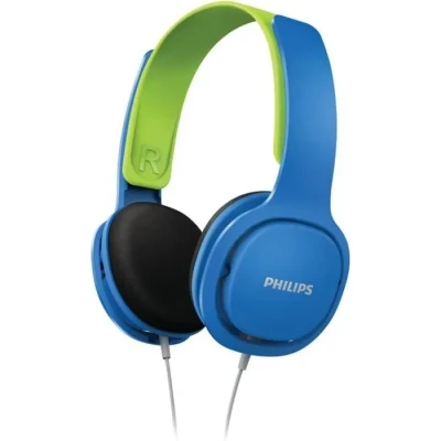 Image de Philips Audio SHK2000BL/00 Casque pour Enfant, Supra Auriculaires (Anti Bruit, Limitation du Volume Sonore, Diaphragme des Hauts parleurs de 32 mm) Bleu/Vert, Bleu, Taille Unique
