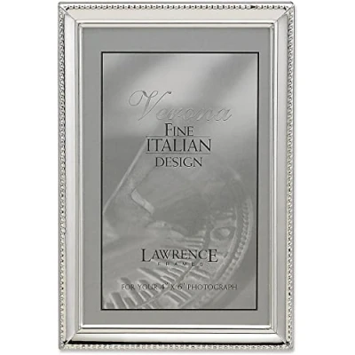 Image de Lawrence Frames Bordure de perles, 4 x 6, argent