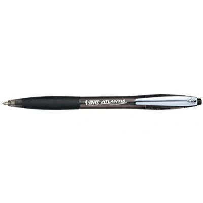 Image de BIC Atlantis Soft Stylos Bille Rétractables Pointe Moyenne (1,0 mm) Encre Fluide Noire, Boîte de 12