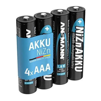 Image de ANSMANN Piles Rechargeables NiZn AAA 900 mWh 1,6V (Lot de 4) Nickel Zinc ZR03 pour télécommande, Jouet électronique, bip Garage, etc. Accumulateurs à Faible autodécharge