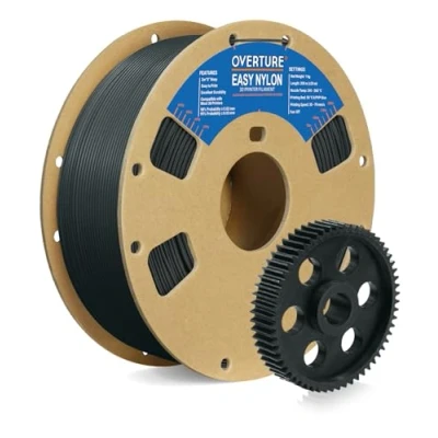 Image de OVERTURE Filament nylon gris 1,75 mm, polyamide (PA) 1 kg bobine (2,2 lbs), précision dimensionnelle +/ 0,02 pour imprimante 3D (gris)