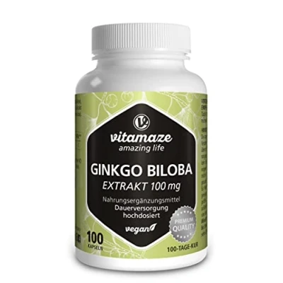 Image de Ginkgo Biloba Natural Extrait 5000 mg Poudre de Feuille par Gélule Végétalien, 100 Gélules pour Jours D&#039;apport Continu, Complement Alimentaires sans Additifs Inutiles