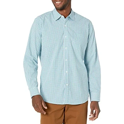Image de Amazon Essentials Chemise en Popeline à Manches Longues, Style Décontracté, Coupe Standard Homme, Bleu Vert À Carreaux, XXL
