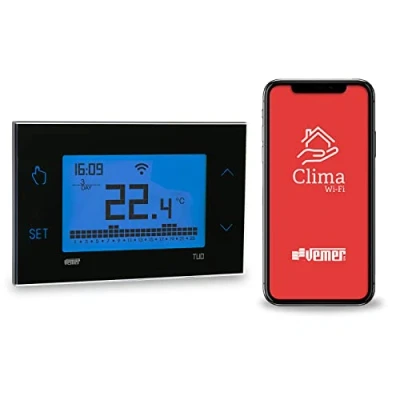 Image de VEMER VE793800 TUO WIFI LITE Thermostat Connecté WiFi, Programmable Commande Via App Smartphone, Alimentation électrique 230V, Noir