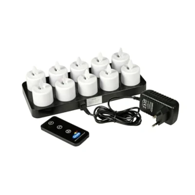 Image de DUNI Lot de 10 LED Moving Flame rechargeables Blanc chaud 192536