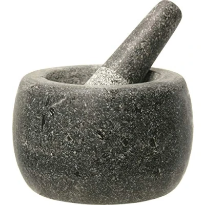 Image de JADE TEMPLE Mortier avec Pilon en Granit Gris, Granite, 33.5 x 33 18.5 cm, 14 10 cm