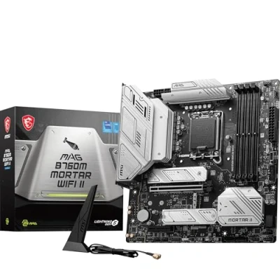 Image de MSI MAG B760M MORTAR WIFI II Carte mère, mATX Compatible avec les processeurs Intel de 14e, 13e &amp; 12e Gén, LGA 1700 DDR5 Memory Boost 7800+MHz/OC, 1x PCIe 5.0 x16, 3 x M.2 Gen4, LAN 2.5G, Wi Fi 6E
