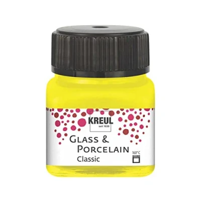 Image de Kreul 16201 Glass Classic Jaune canari, en Pot de 20 ML, Peinture Brillante pour Verre et Porcelaine à Base d&#039;eau, séchage Rapide, Opaque, 646237, Canary Yellow