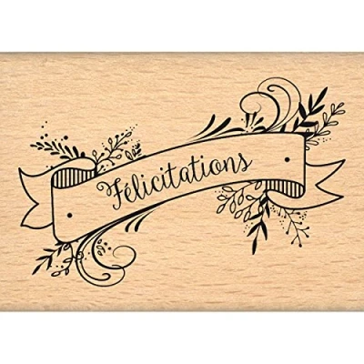 Image de Florilèges Design FE216090 Tampon Félicitations 2 Bois 5 x 7 2,5 cm