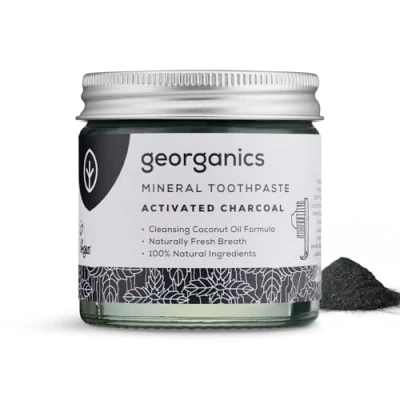Image de Georganics Dentifrice naturel avec effet blanchissant au charbon actif et huile de noix coco bio sans fluorure
