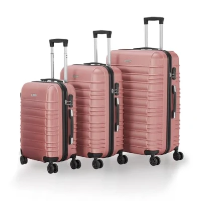 Image de Juskys Set Valises rigides 3 pièces de Voyage avec roulettes 360, Serrure à Code, poignée télescopique ABS Rose