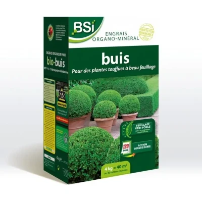 Image de BSI Engrais Bio Buis Feuillage Etincelant Et Vert Fonçé Action Longue Durée 4Kg Jusqu&#039;à 40 m² UAB