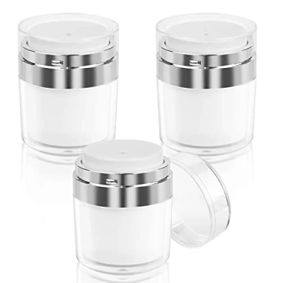 Image de 3 Pièces Pot à Pompe Airless 50ml/50g, Distributeur de Crème Vide, Récipient Rechargeable, Cosmétique Sous Vide Lotion Rechargeable pour Les Voyages