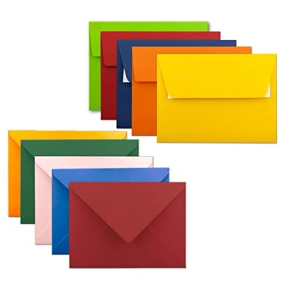 Image de Gustav Neuser Lot de 100 enveloppes à lettres colorées mélangées DIN C6 114 x 162 mm Mélange coloré Fermeture adhésive/collage humide Avec et sans doublure