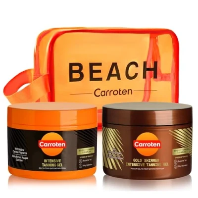 Image de Carroten Set de 2 Accélérateurs Bronzage Kit Bronzant avec Gold Tanning Gel 150 ml et Intensive ml, y compris Sac Toilette