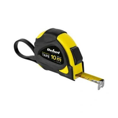 Image de Mètre ruban professionnel robuste avec système d&#039;enroulement 10 m, largeur 25 mm, Rebel RB 1136