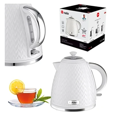 Image de eldom C265B Bouilloire 1,7 litre Puissance de la théière 2000W Design rétro classique Indicateur niveau d&#039;eau Composants OTTER (blanc)