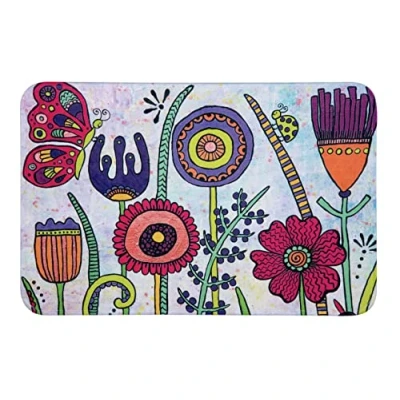 Image de WENKO Tapis de Bain Rollin&#039;Art Full Bloom, Douche à Motif Prairie Fleurie, Surface Velours &amp; Dessous antidérapant, Compatible avec Le Chauffage au Sol, 100% Polyester, 45 x 70 cm