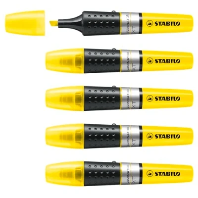 Image de STABILO Lot de 5 Surligneurs LUMINATOR Niveau Visible Pte Biseautée Jaune