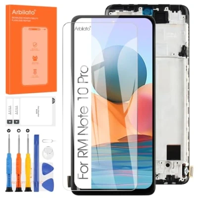 Image de Écran LCD pour Xiaomi Redmi Note 10 Pro M2101K6G M2101K6R Digitizer Tactile Panneau Assemblé Réparation avec Outilse(Noir Cadre,6.67&quot;)