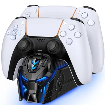 Image de ALEEMTRY Chargeur Manette PS5, Accessoire PS5 avec Une Apparence Cool pour Deux Support Playstation 5/Manette Edge Charge Rapide de 2 à 3 Heures(Noir)