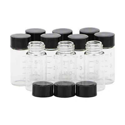Image de Unxuey Lot de 14 mini fioles graduées en verre transparent 5 ml avec bouchon à vis gradué et