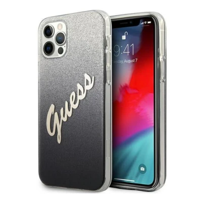 Image de Étui Guess pour iPhone 12 Pro Max 6.7 Noir Paillettes Gradient Script Neuf