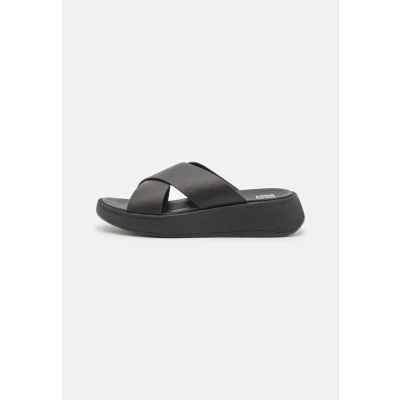 Image de Fitflop Femme F Mode Leather Flatform Cross Slides Sandale Glissante, Tout Noir, 37.5 EU