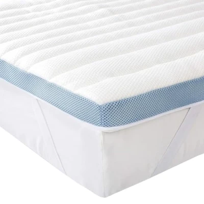 Image de Amazon Basics Surmatelas de Mousse à Mémoire Forme avec Sangles, 160 x 200 5 cm, Blanc