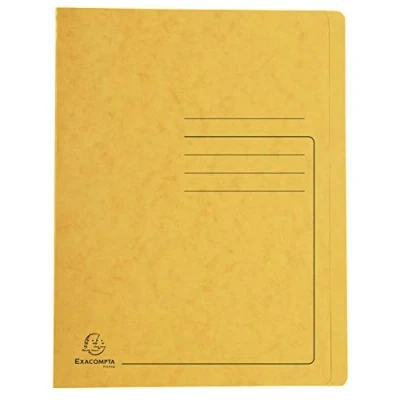 Image de Exacompta Réf. 39999E Carton de 25 chemises à lamelle imprimées Iderama en carte lustrée 355 g/m² chemise certifiée FSC® dimensions 24 x 32 cm pour documents format A4 couleur jaune