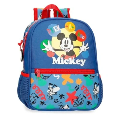 Image de Disney Joumma Mickey Peek a Boo Sac à Dos préscolaire Adaptable Chariot Bleu 23 x 28 10 cm Polyester 6,44 L, Bleu, au
