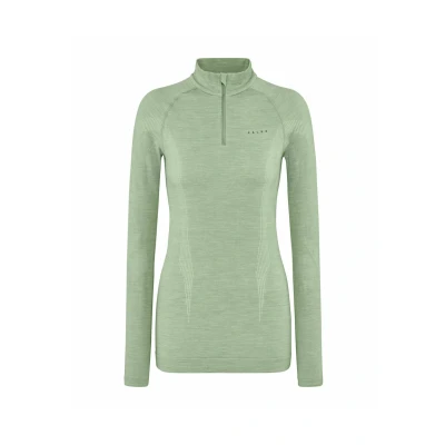 Image de Falke Wooltech Longsleeve ZIP FOR COLD TO VERY Conditions Caraco Quiet green, Femme, Taille: Medium, green
