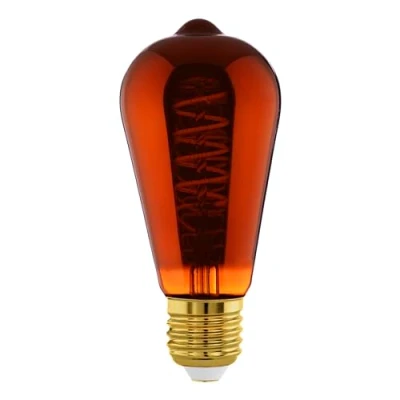 Image de Eglo Lampe LED E27 à intensité variable, filament vintage spirale, ampoule Edison forme de piston, éclairage rétro, 4 W, 30 lumens, blanc chaud, verre cuivré, 2000 Kelvin, ST64, Ø 6,4 cm