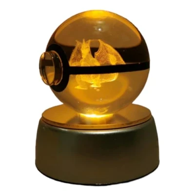 Image de POKÉBALL POKÉMON DRACAUFEU Figurine lumineuse Pokémon en cristal Cadeau original Accessoire