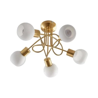Image de Lindby Plafonnier Elaina à intensité variable en Doré Verre e. a. pour Salon &amp; Salle manger (à 5 lampes, E14), Luminaire Plafonnier, Lampe Plafond, Eclerage Eclairage Interieur