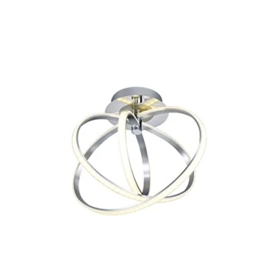 Image de TRIO, Plafonnier, Corland incl. 1 x LED,SMD,24,0 Watt,3000K,2160 Lm. Acryl, Blanc, Corps: metal, Chrome L:48,0cm, L:40,0cm, H:38,0cm IP20,Convient pour variateur externe