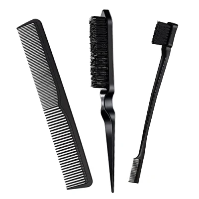 Image de JeoPoom Peigne Queue Antistatique[3 Pièces], Fibre Carbone à Professionnel Coupe De Cheveux Pour Salon Coiffure, Les et Hommes Femmes Avec DifféRents Types