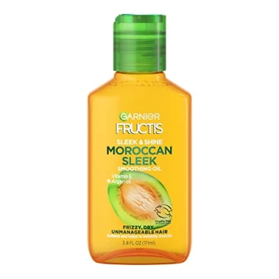 Image de Garnier lisse et brillant élégant traitement à l&#039;huile marocaine pour cheveux rebelles frisés secs fluide 3,75 ml