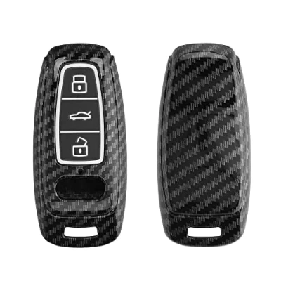 Image de kwmobile Accessoire clé de Voiture Compatible avec Audi A6 A7 A8 Q7 Q8 Keyless 3 Bouton Coque Protection étui Souple en Plastique Silicone à l&#039;intérieur Noir